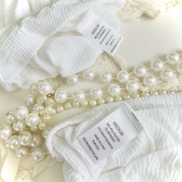 YOU SAY | M | Henley Ruffle Tank Gauze Top Bottom Button Stretch Pajama Set NWT - Picture 13 of 16